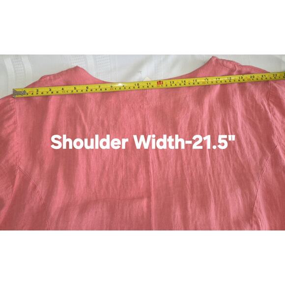 VTG La Bass Coral Linen Dress XL Oversized Statement Lagenlook ITALY NWT Artsy - Picture 13 of 16